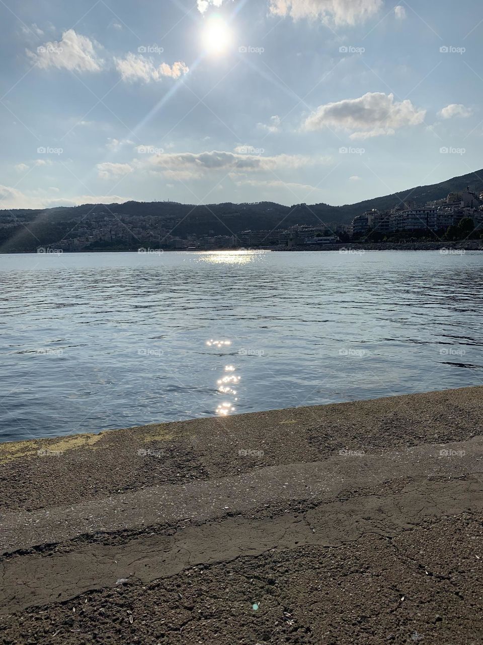 The sea and the reflection of the sun in the sea