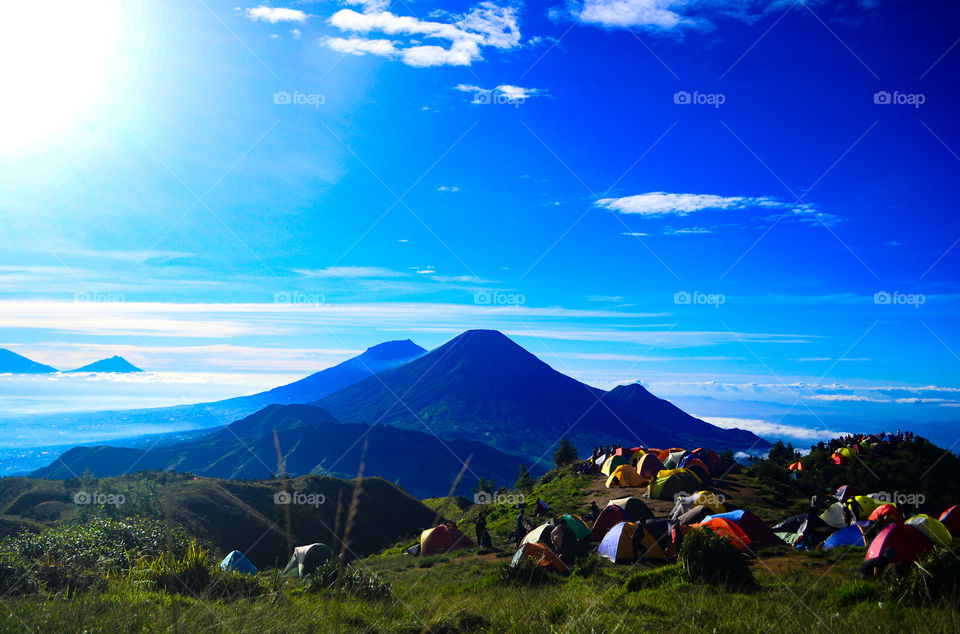 Gunung Prau is located in Central Java, Indonesia. This photo was taken on a sunny morning