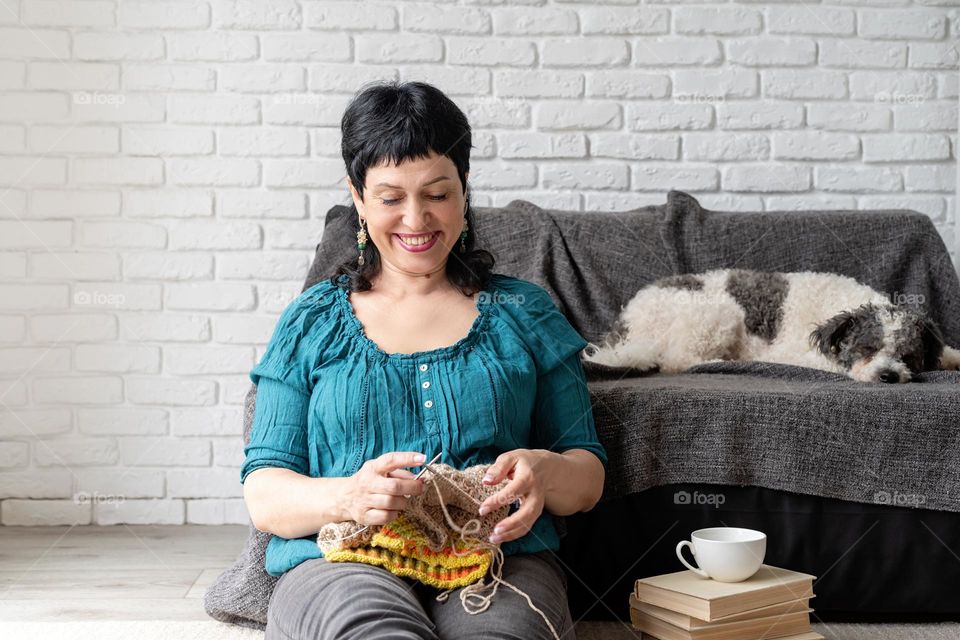 woman knitting