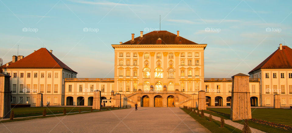 Schloss nymphenburg at sunset