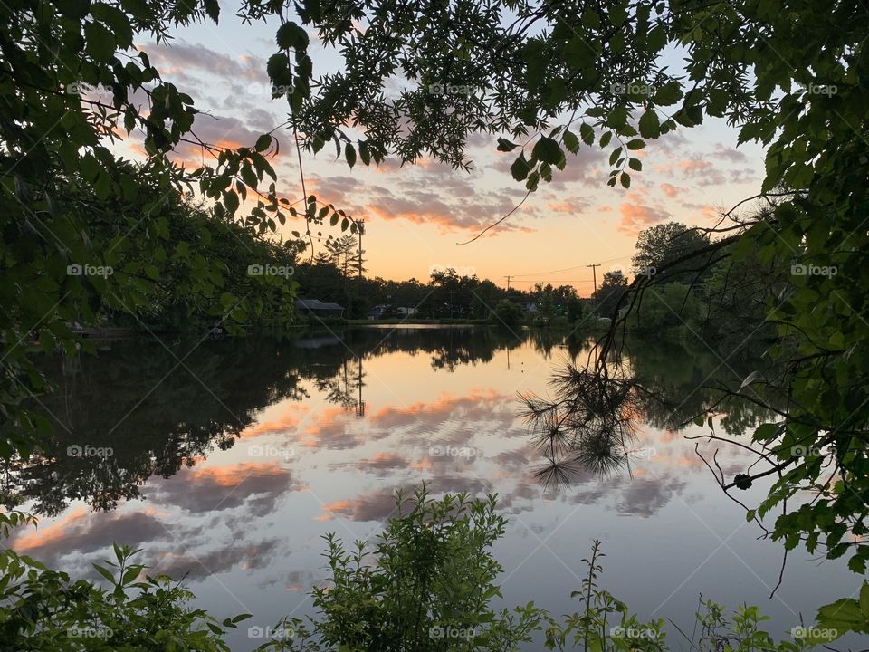 Sunset lake reflection 