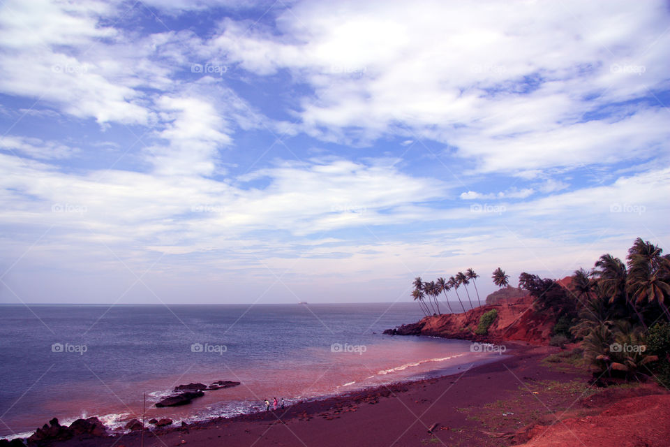 A beautiful beach with blue sky
