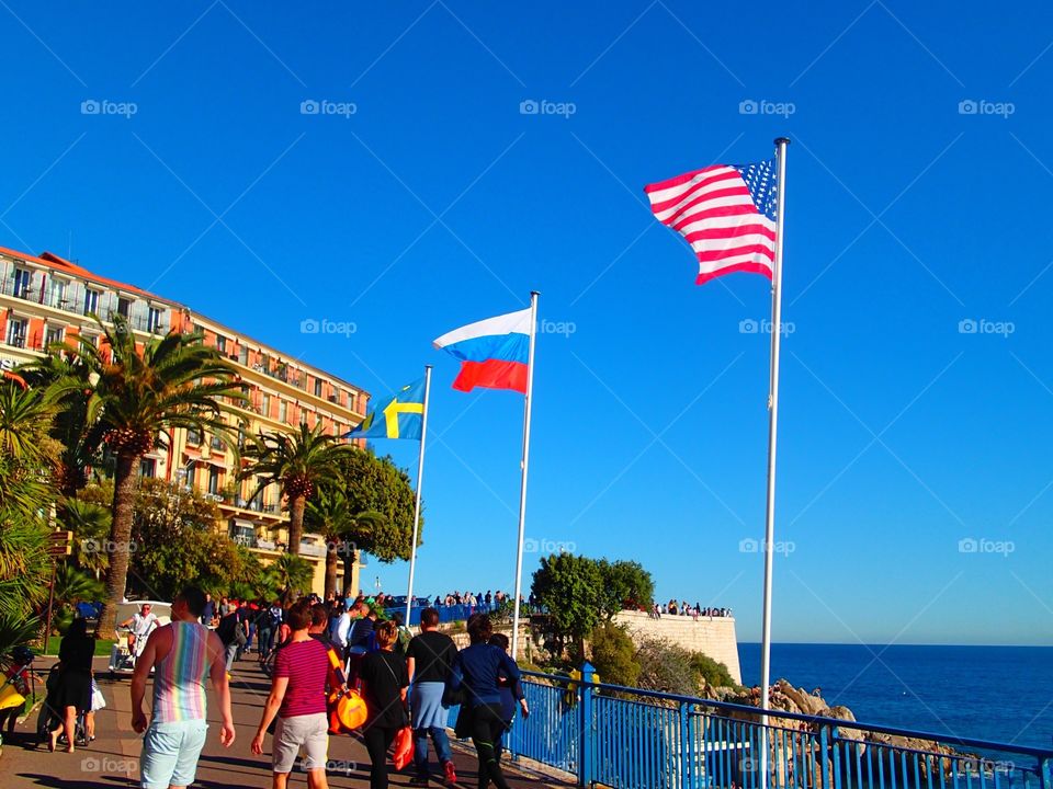Flag, Travel, Beach, Sky, Water