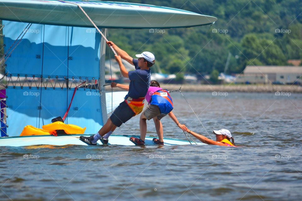 Capsized sailboat