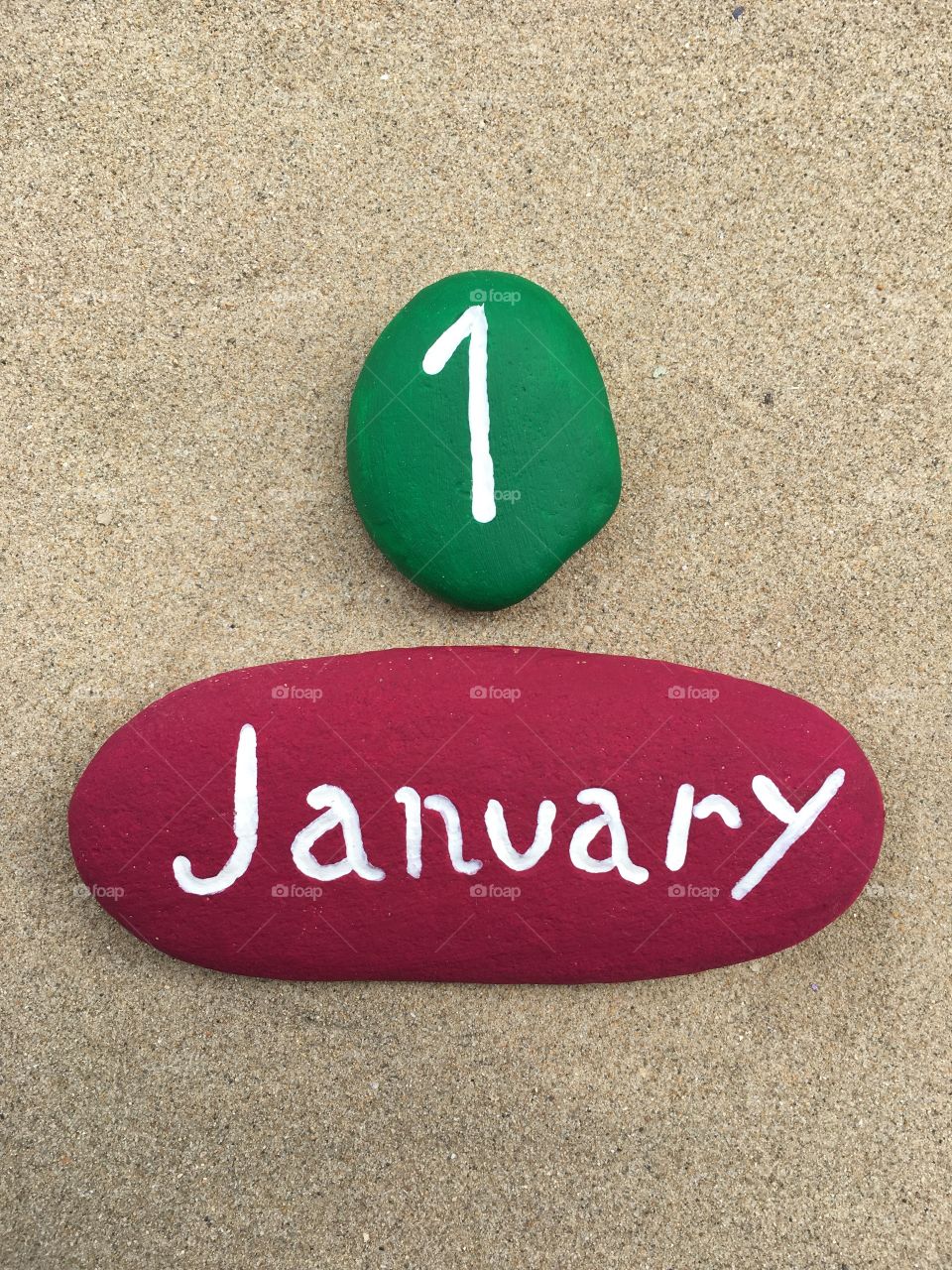 1 January on colored stones 