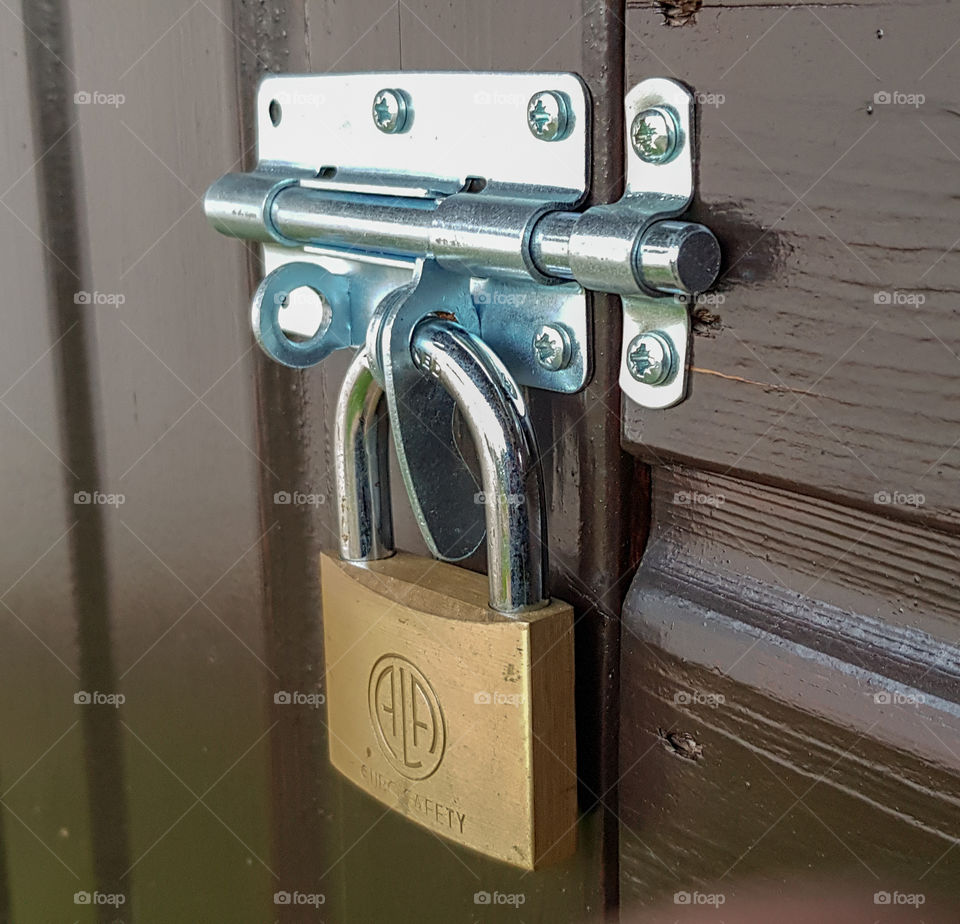 Lock on a shed's door