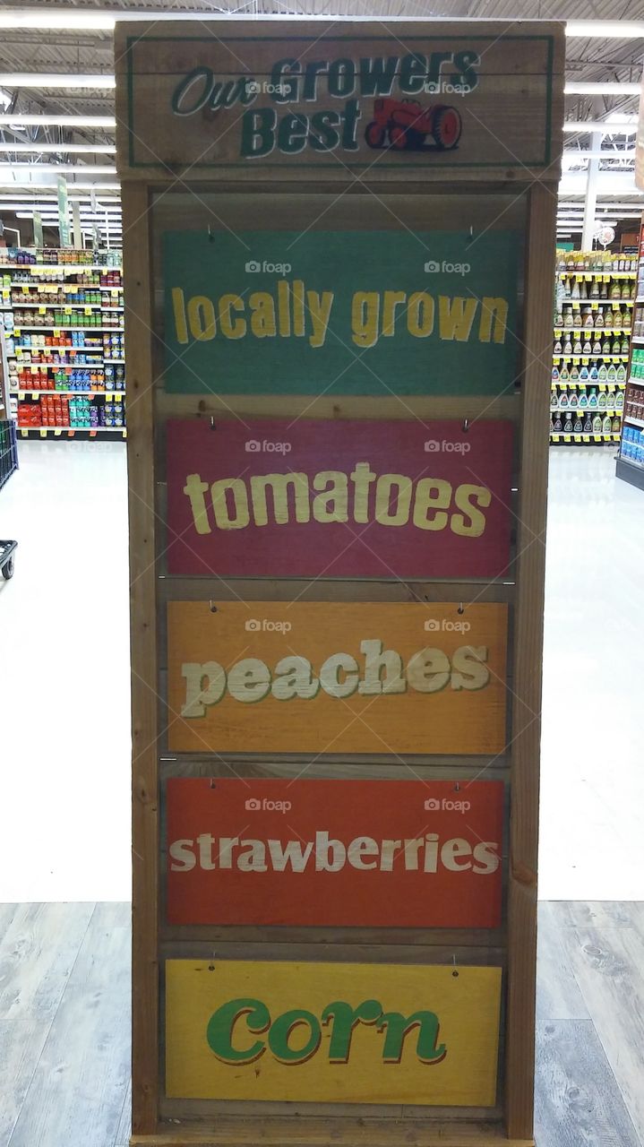 fruits and vegetables sign