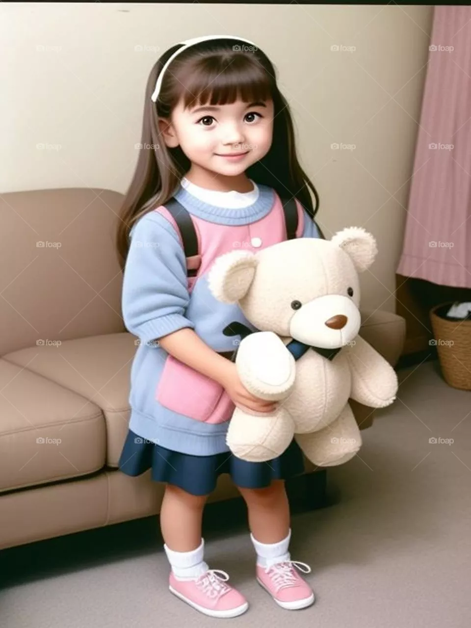 Cute little girl holding a teddy bear