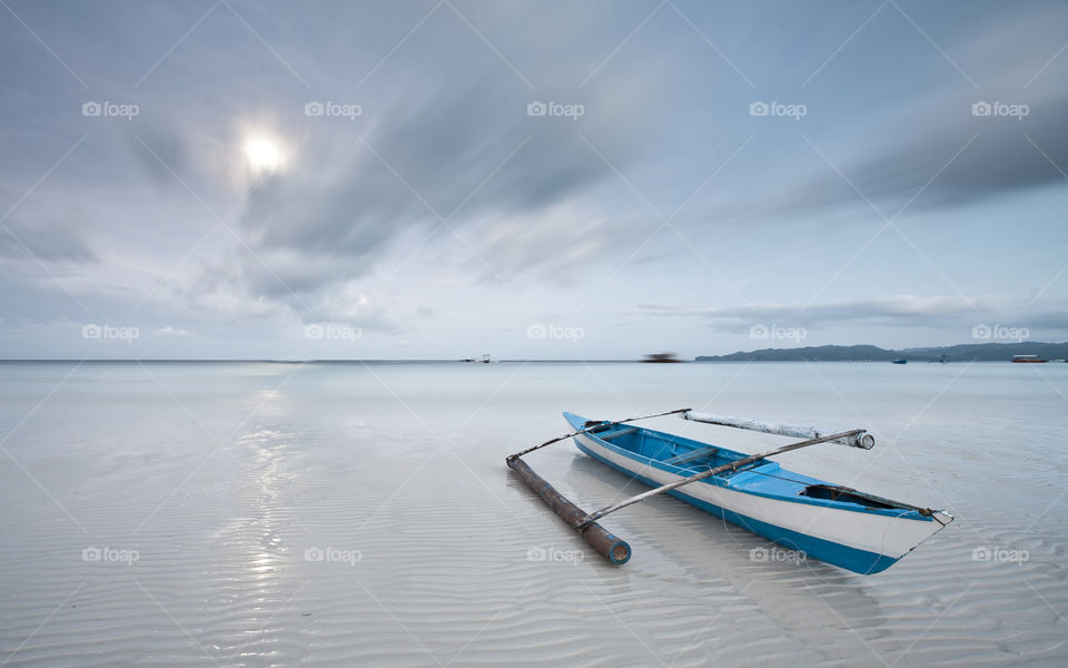 Boat moored at sea