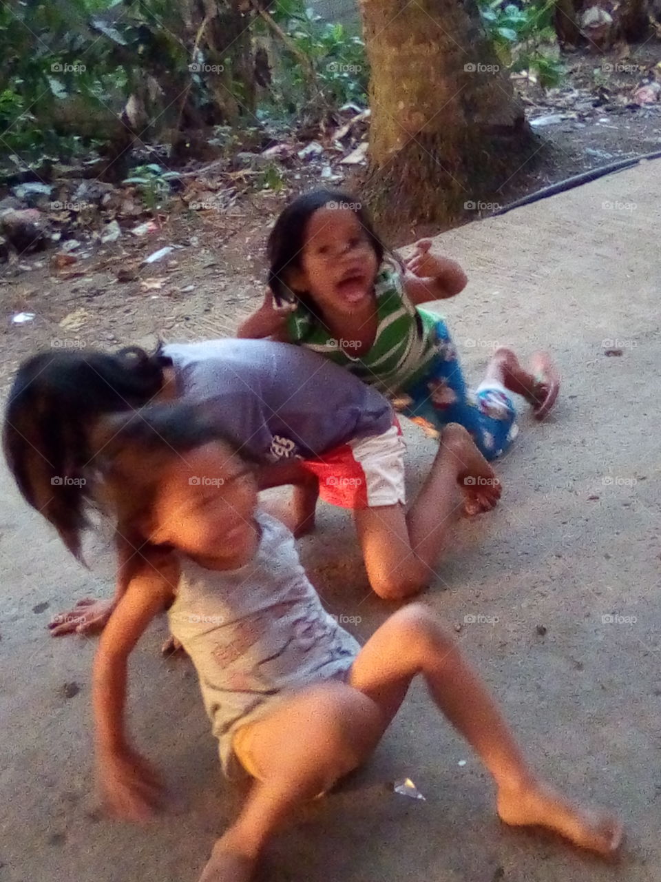 children playground with on time for their friends