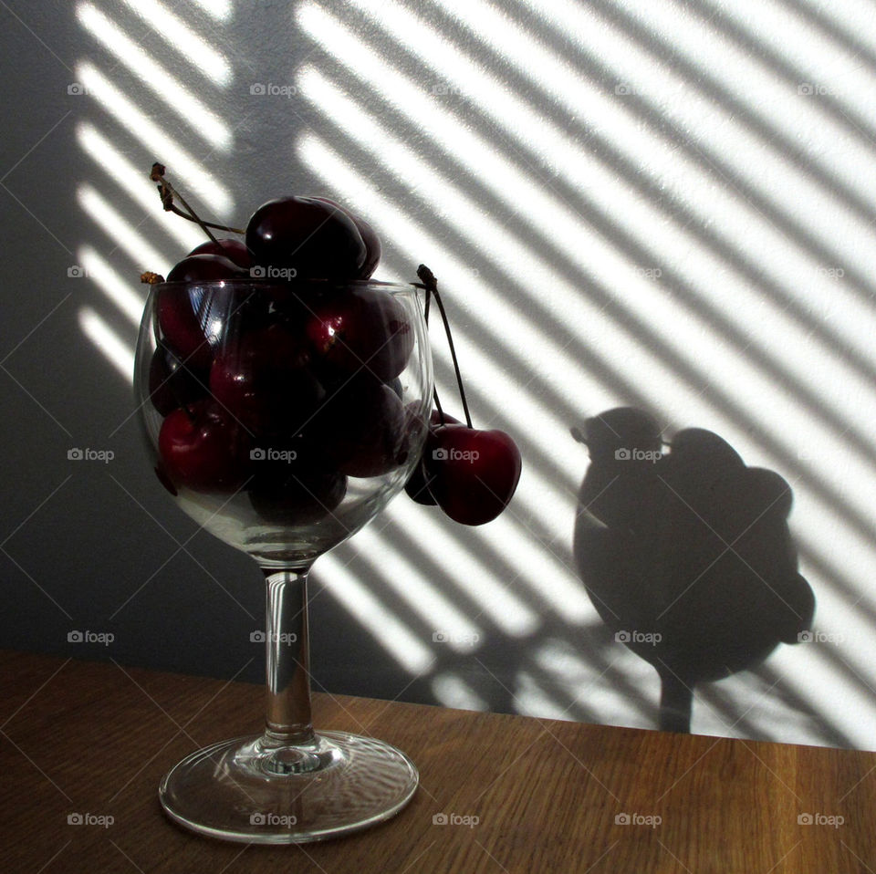 cherries wall glass black by urbanart