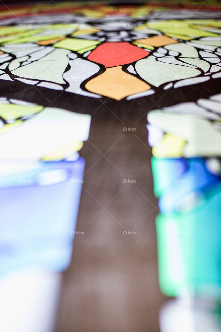 Close-up of stained glass window