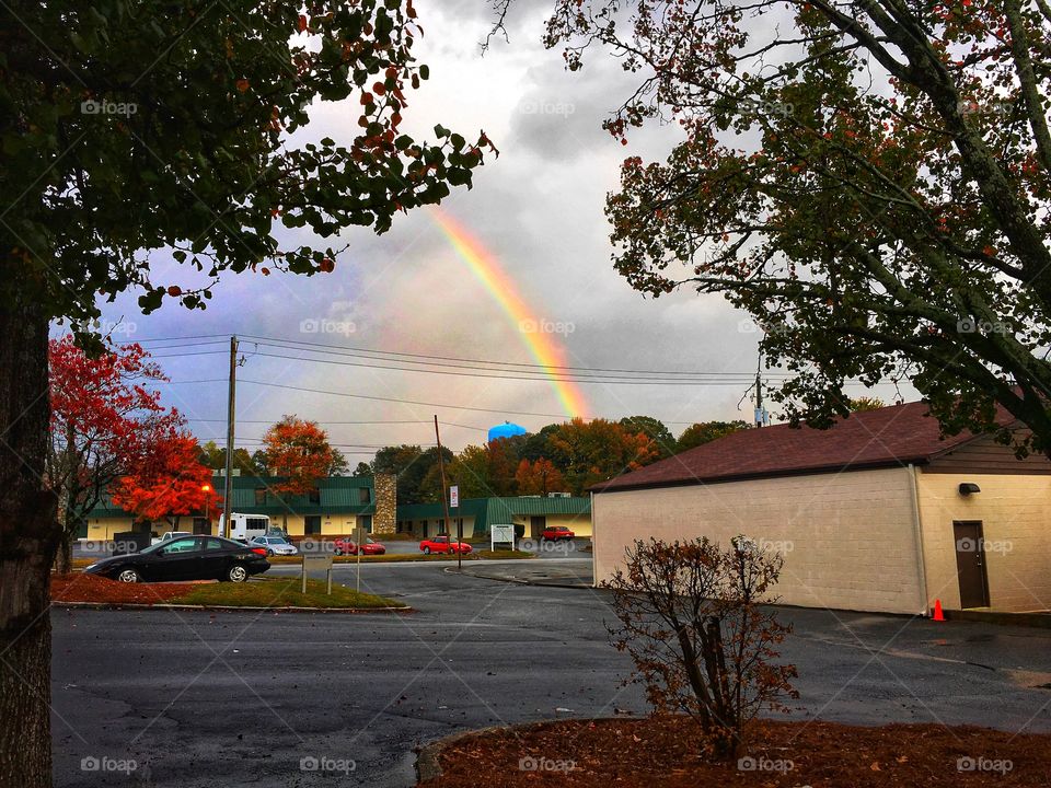 Rainbow through the town.