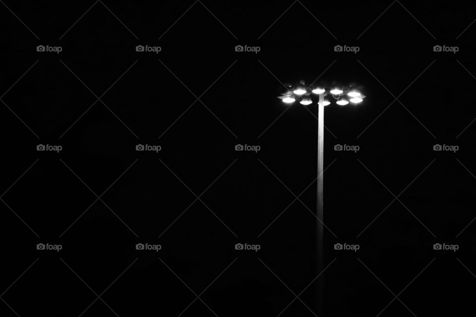 Shining floodlight in the dark