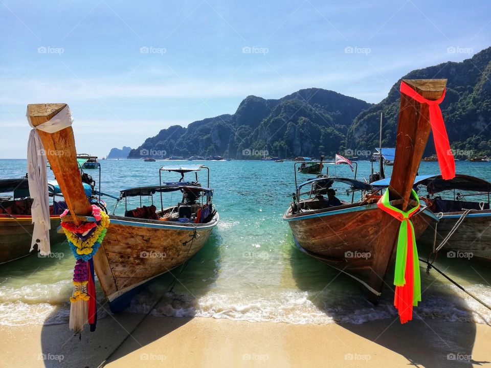 Typical Thai wooden boats