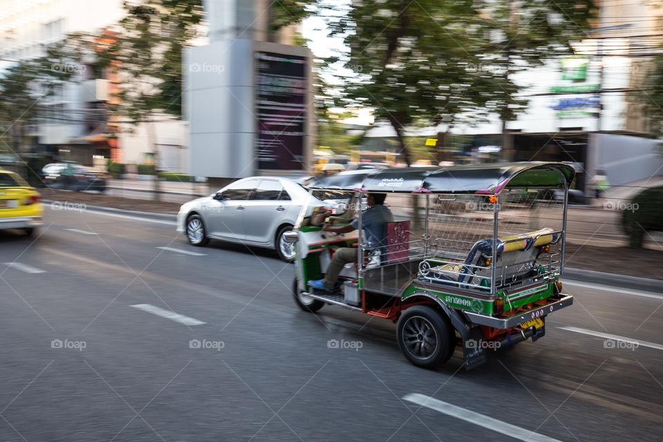 Tuk tuk taxi moving 