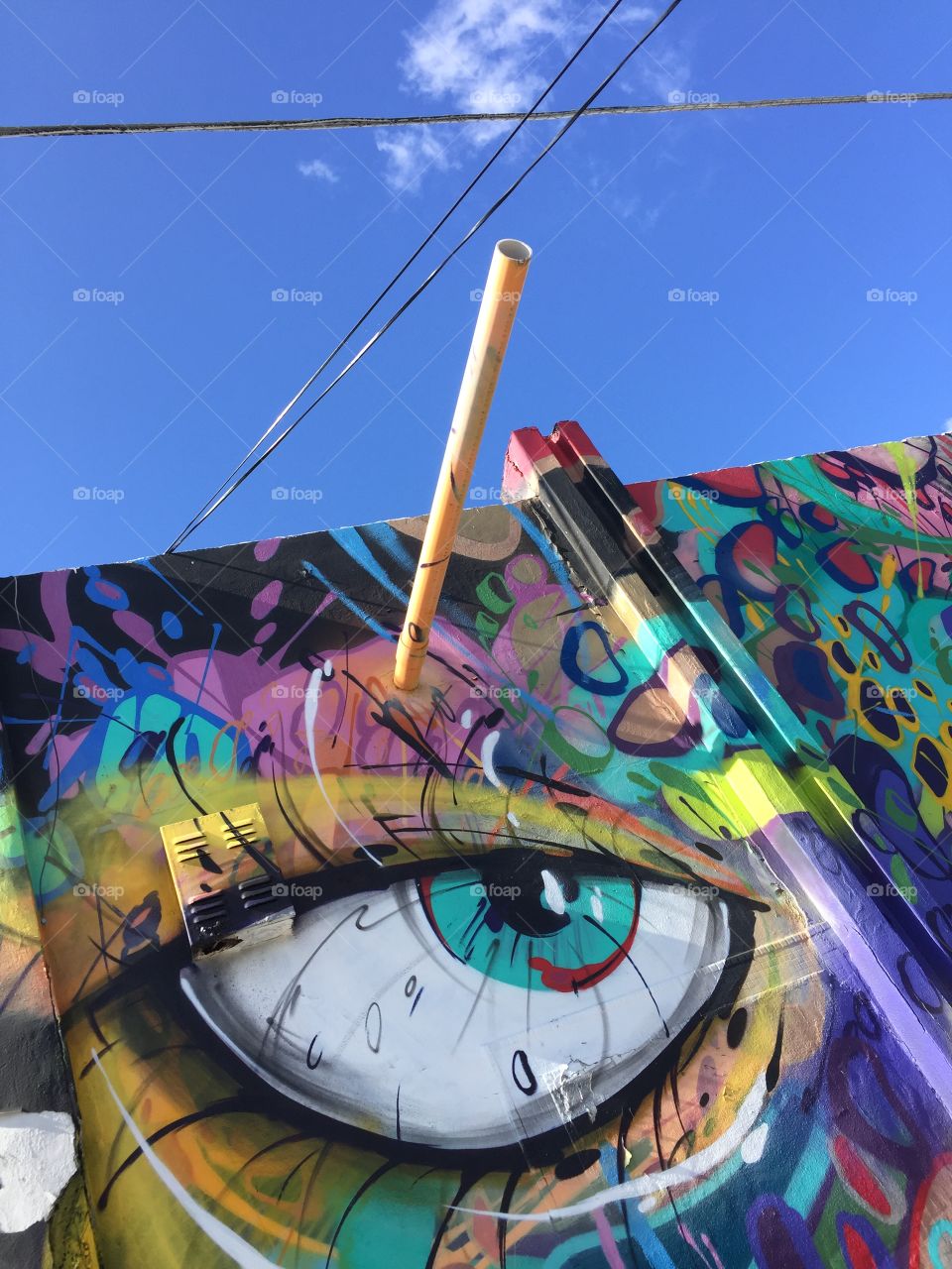 Graffiti. Graffiti of eye on a wall, Wynwood, Miami, Florida