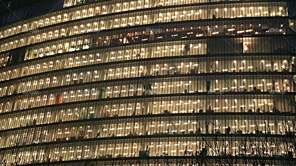 London building. Building in the City engulfed by light