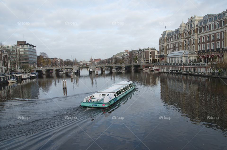 Boat in sea at amsterdam