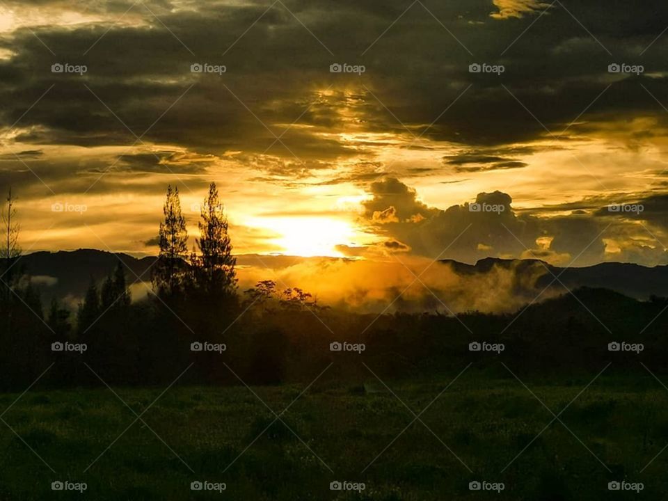 A post rain sunset in Khao Sam Roi Yot National Park in Prachuap Khiri Khan, Thailand.