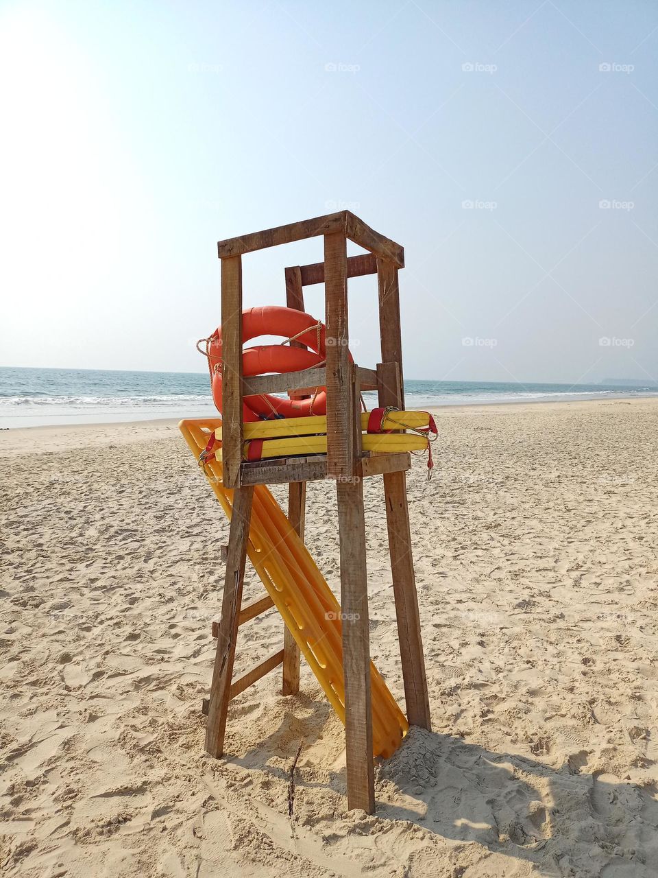 lifeguard tower on the beach for safety reasons Beautiful view beach