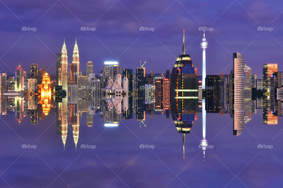 Kuala Lumpur cityscape reflections