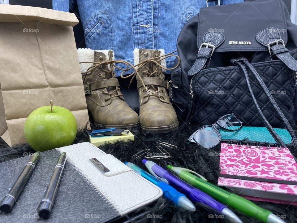 Grouping of various items needed for going back to school