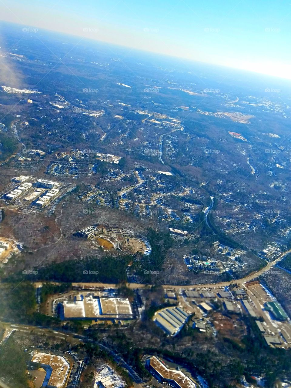 Snowy North Carolina shortly after takeoff