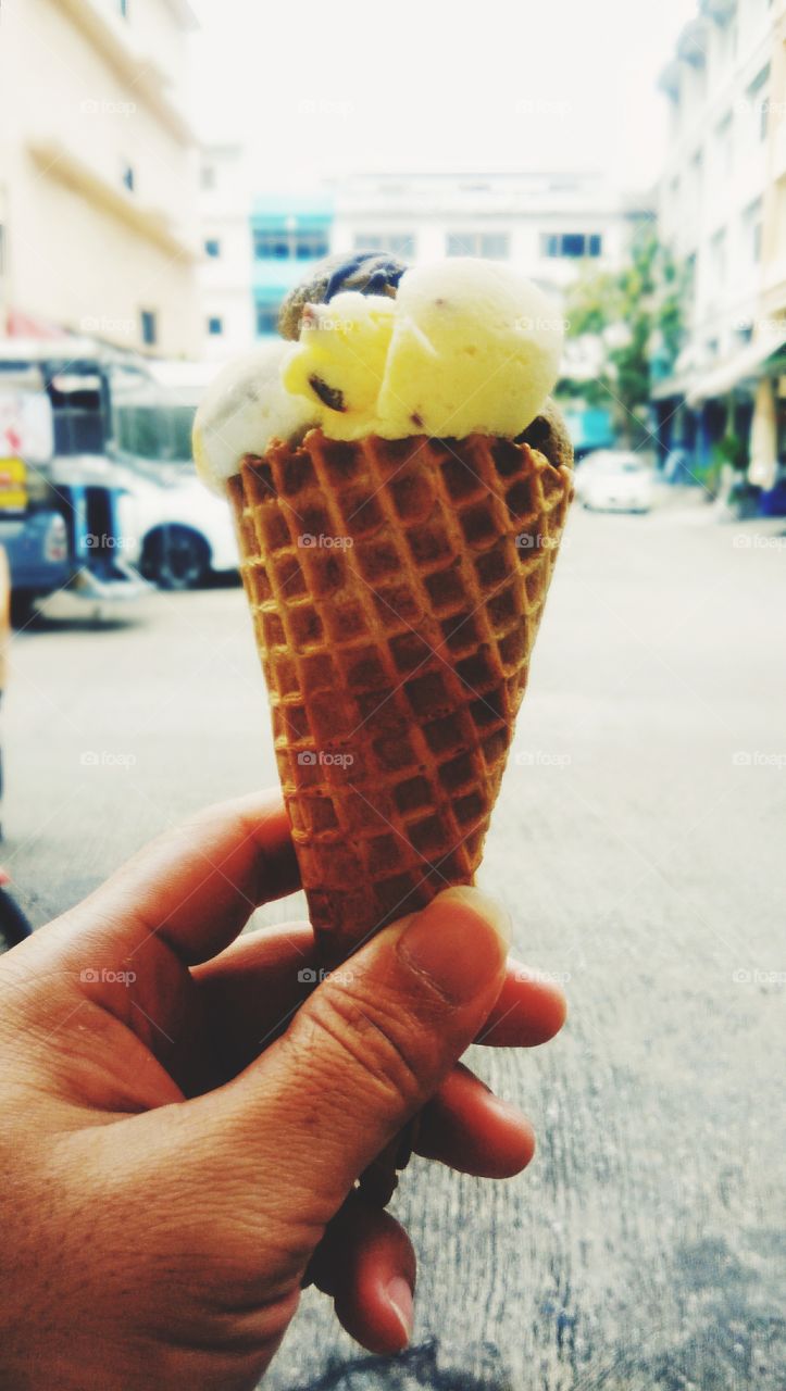 Ice cream cone delicious on street food
