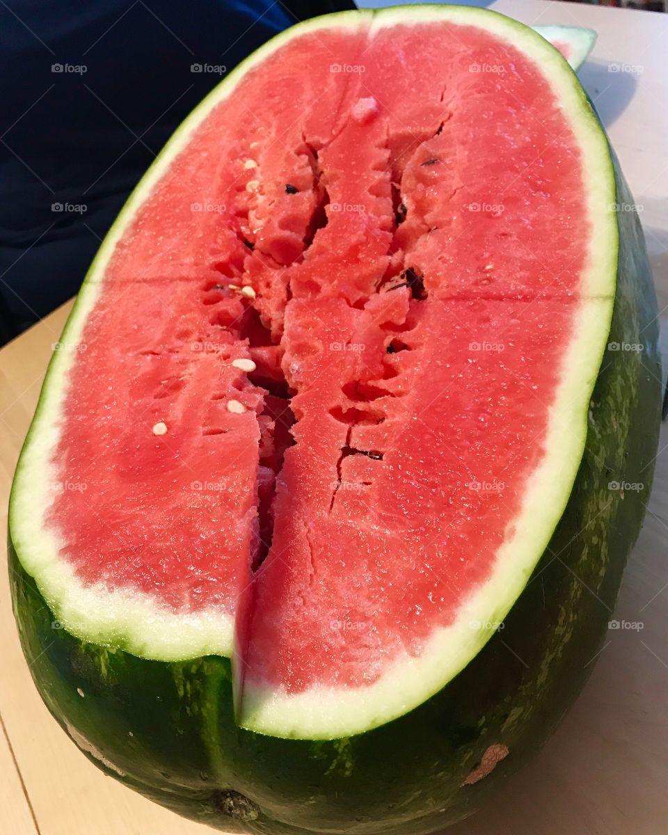 Juicy and sweet watermelon on wood