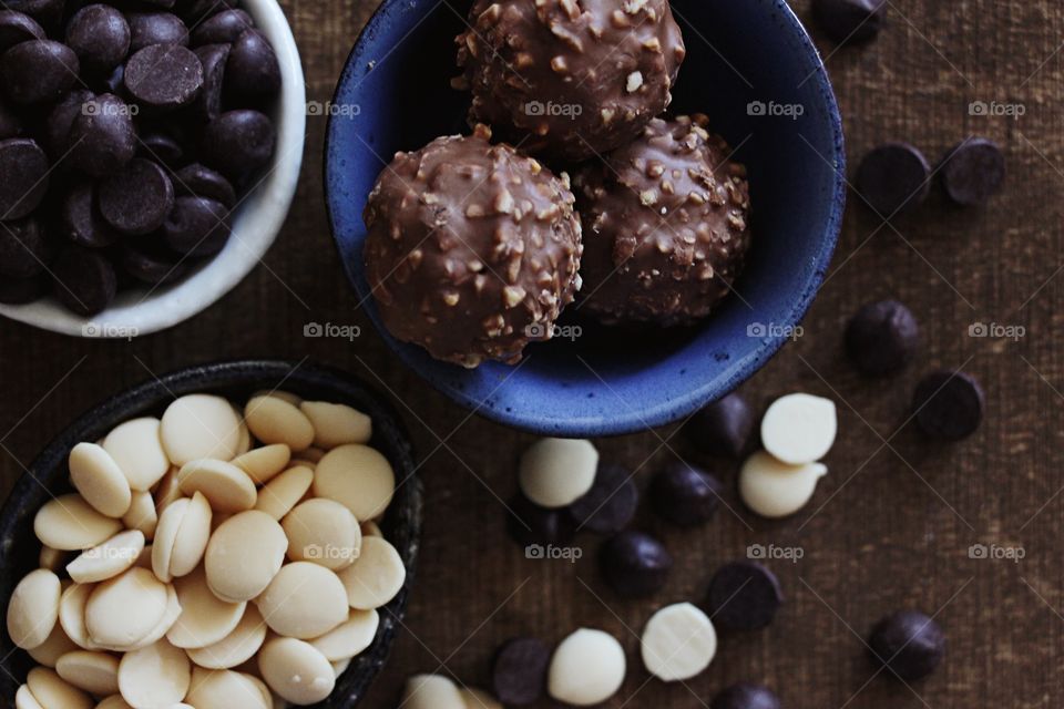Variety of chocolates in bowl