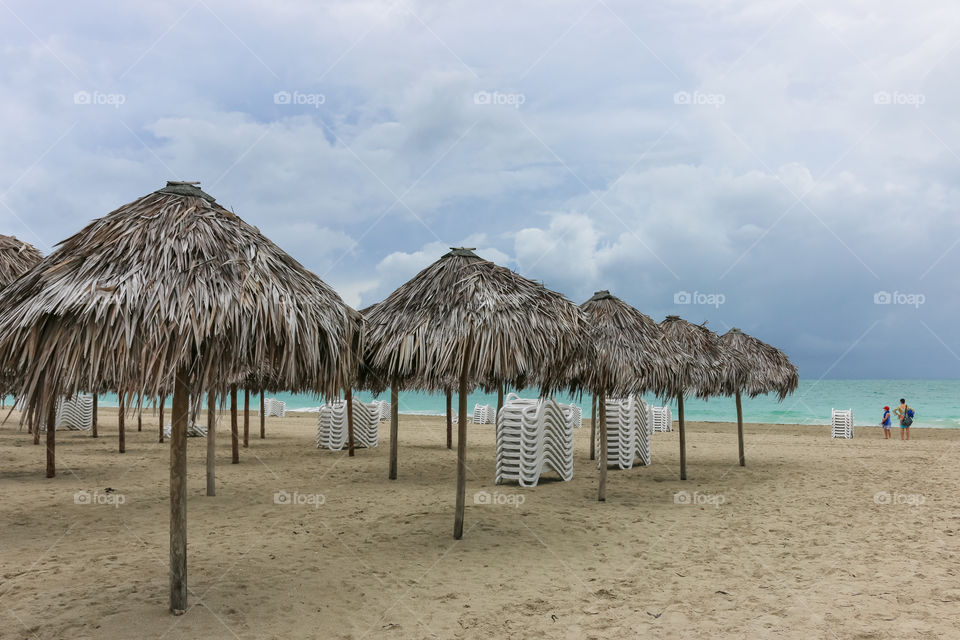 Morning empty beach, Cuba, Varadero 