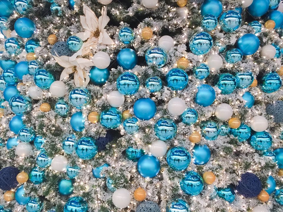 A huge Christmas tree covered with ornaments at the mall Emporia in Malmö, Sweden.