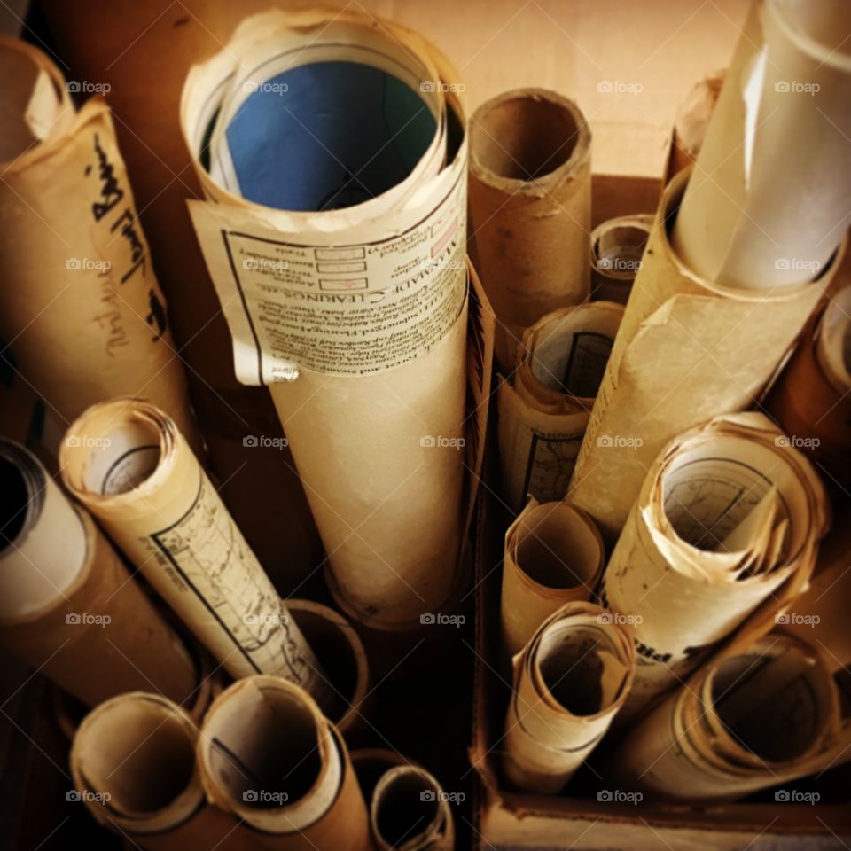 Archival map collection in a box 