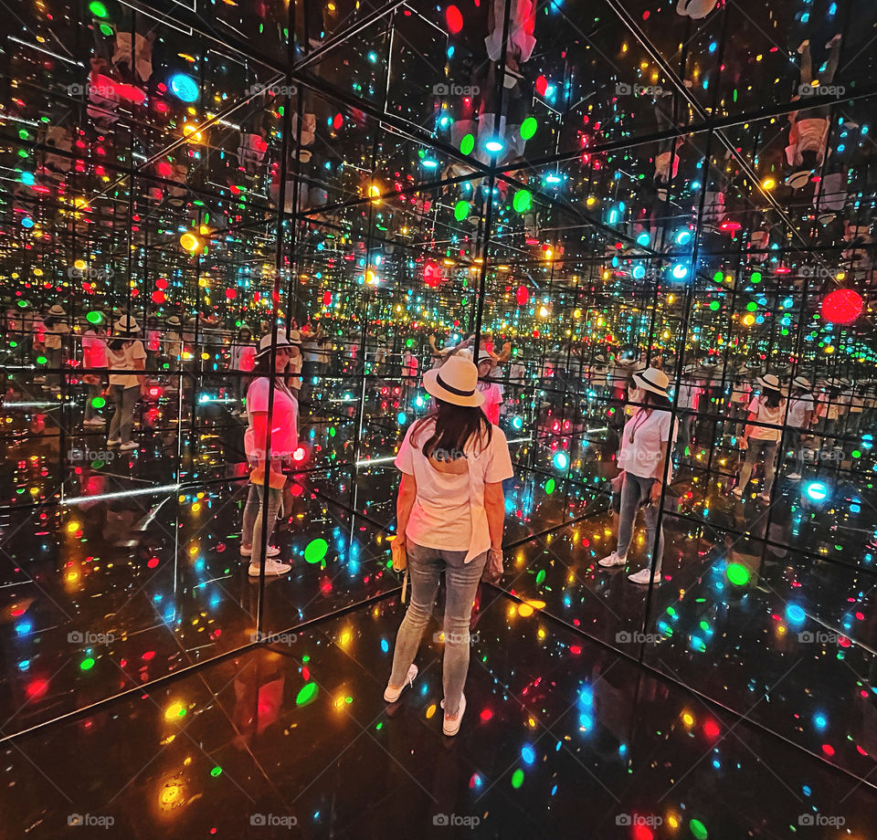 Reflection inside the Illusion Inside the Heart room at the New York Botanical Garden 