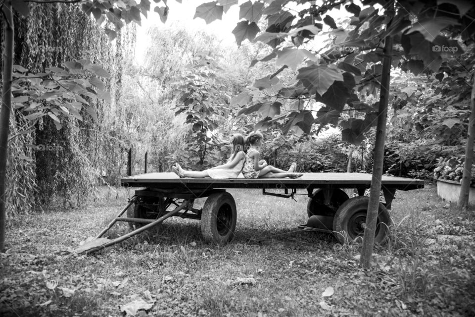 Friends on a wagon