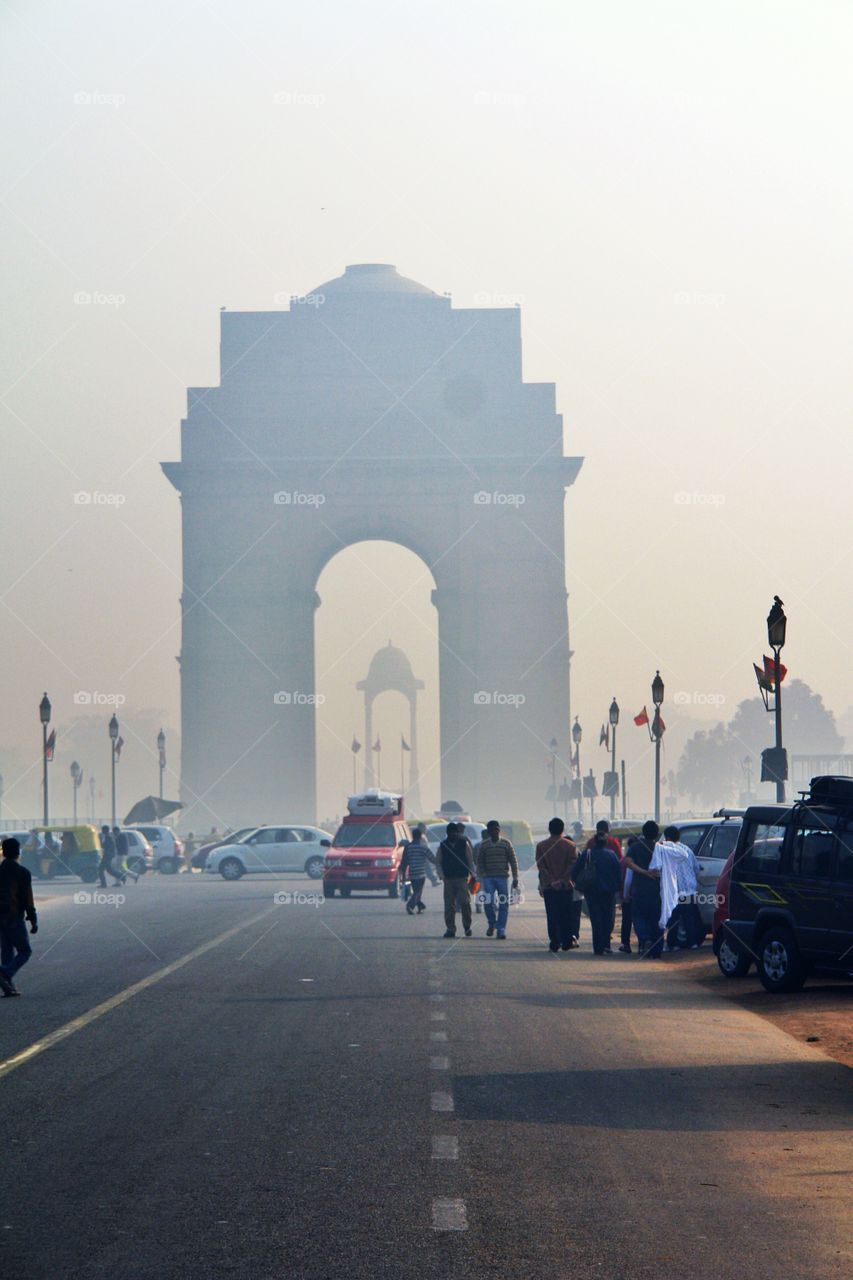 India Gate, Delhi, India, Long Shot, vertical. India Gate, Delhi, India, Long Shot, vertical