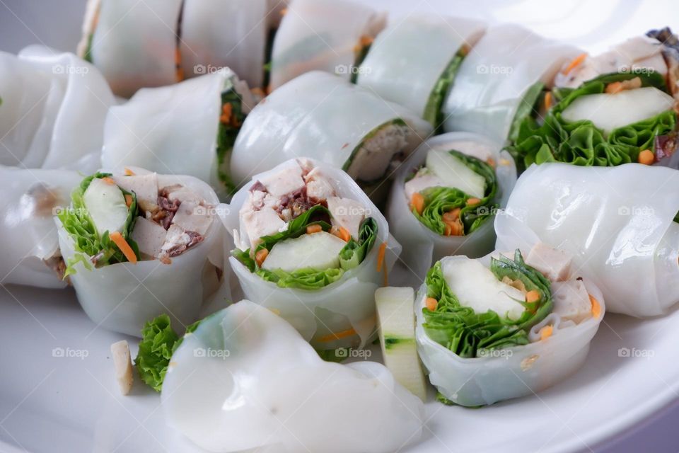 fresh noodle spring roll Thai food,Cold Rolls,Veggie Spring Roll