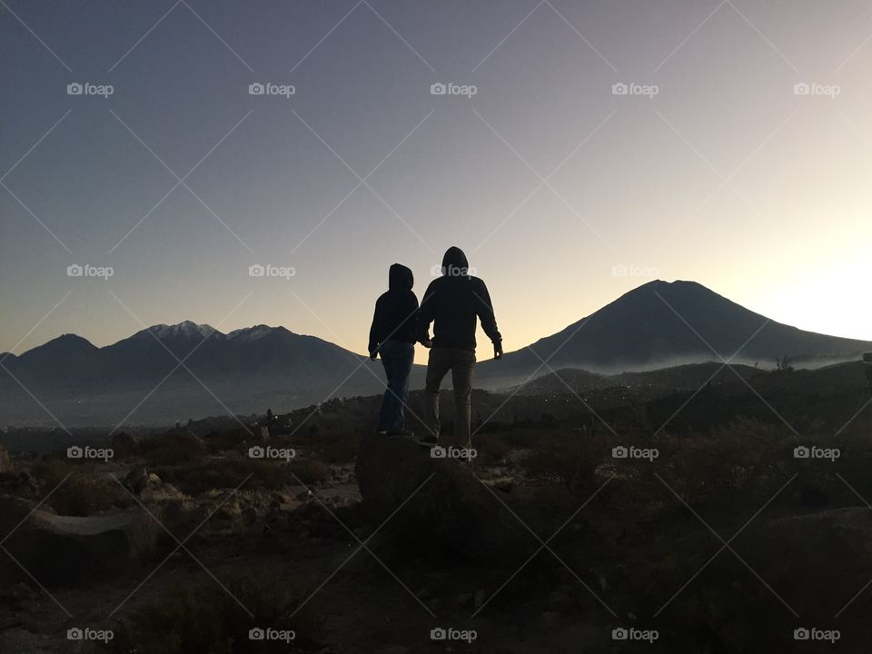 My wife and I on an early morning hike