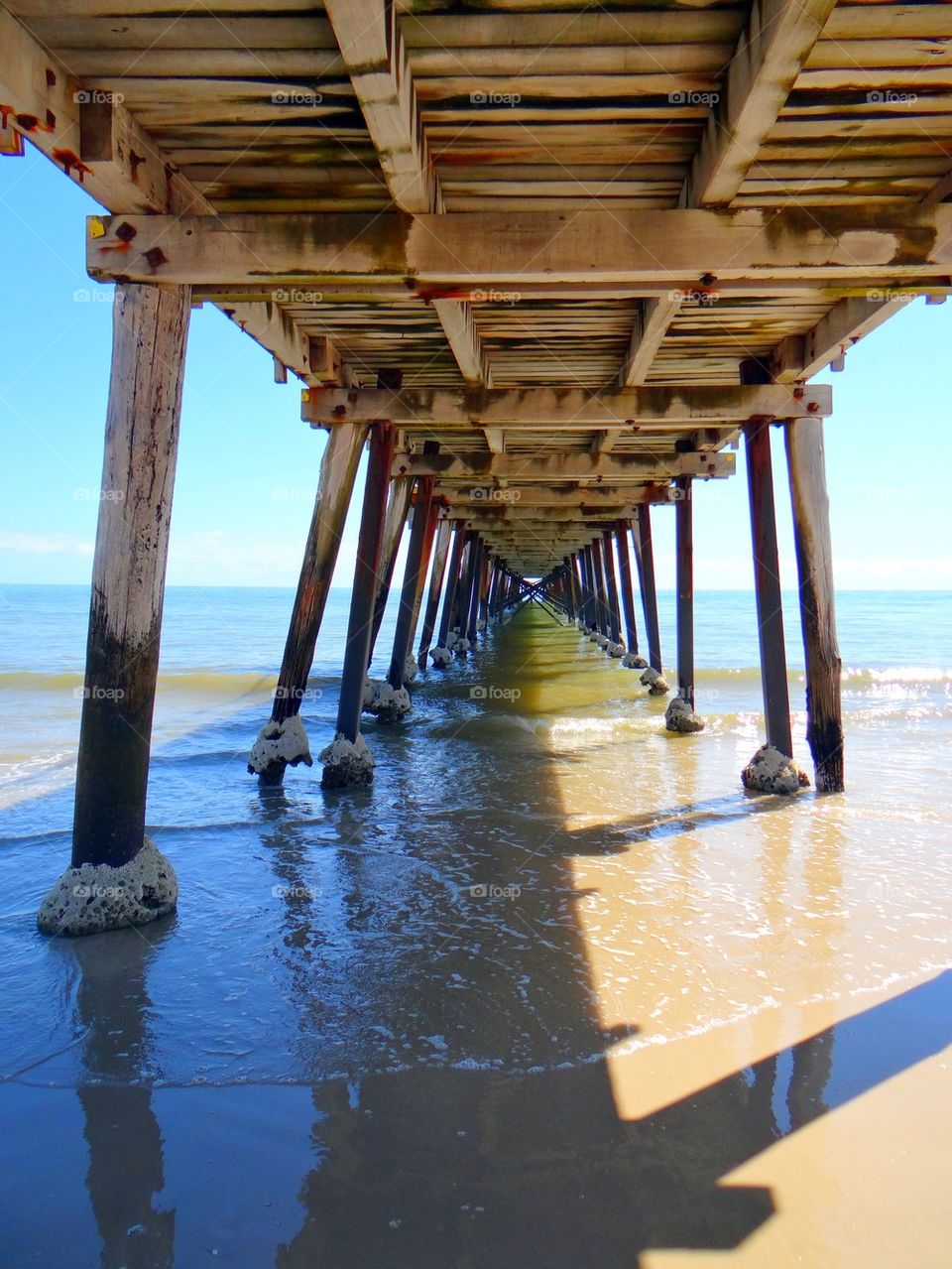 Underneath of timber jetty