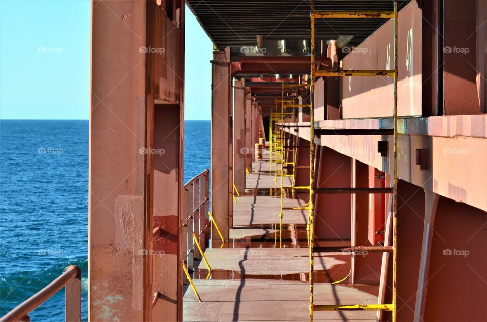 Deck of the container ship