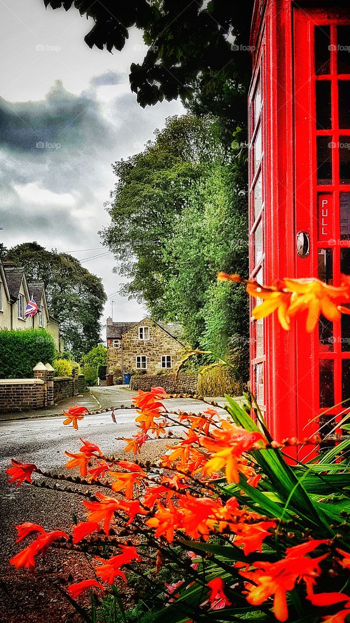 English village telephone box in Fulford, Staffordshire.