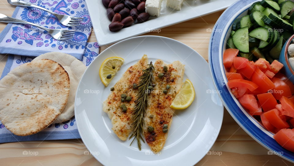 Tasty seafood on plate