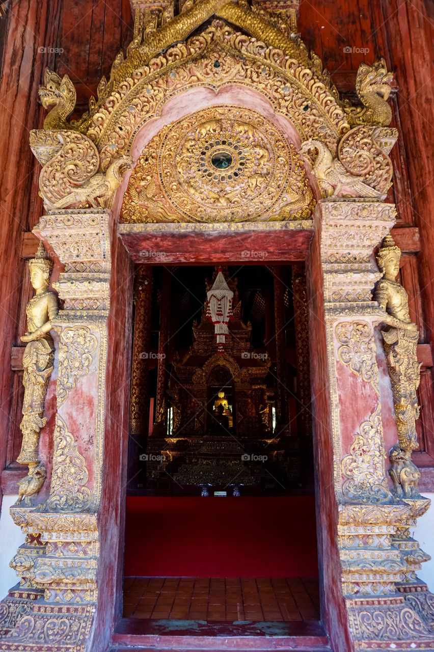 Beautifully adorned temple doorway