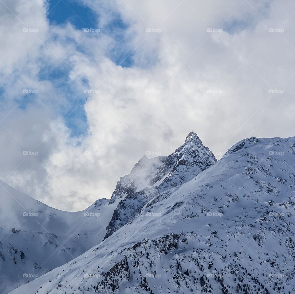 mountain peak in the swiss alps