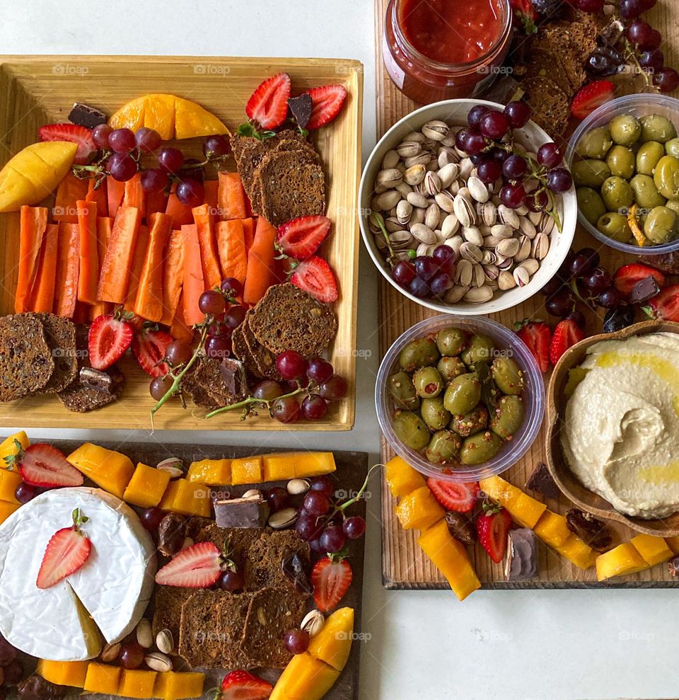 Colourful cheese platter