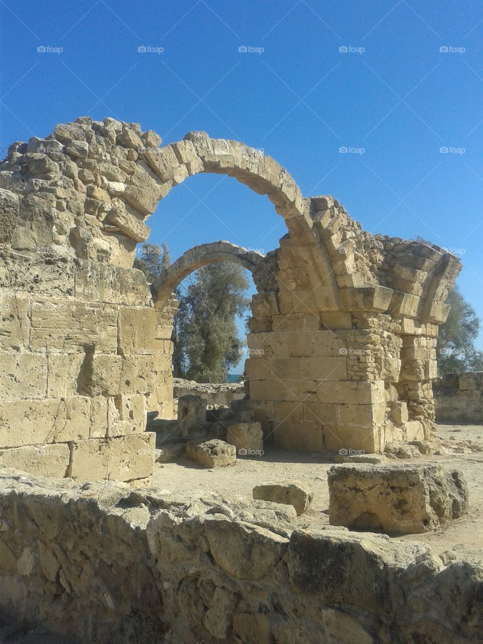 Arches in ruin. ruins at the Paphos Archeological Park