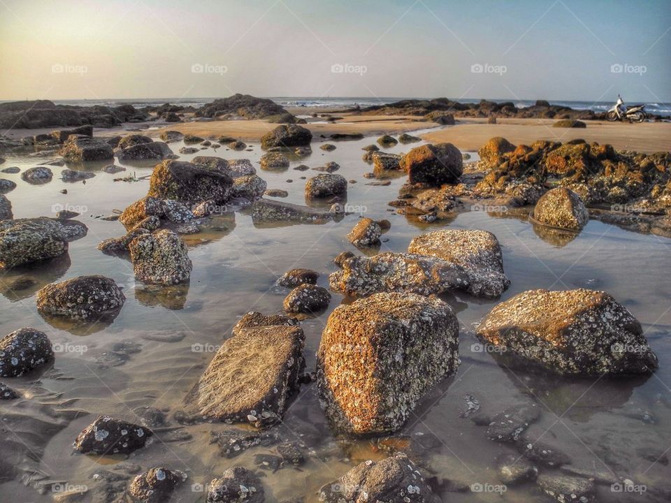 View of rocks on beach