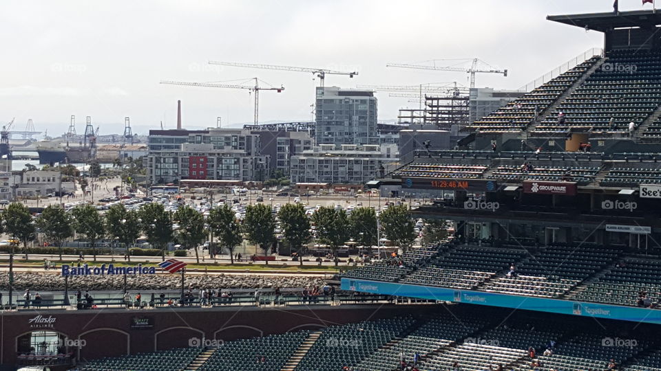 Taken from AT&T Park and in background you see in distance CHASE CENTER being built.