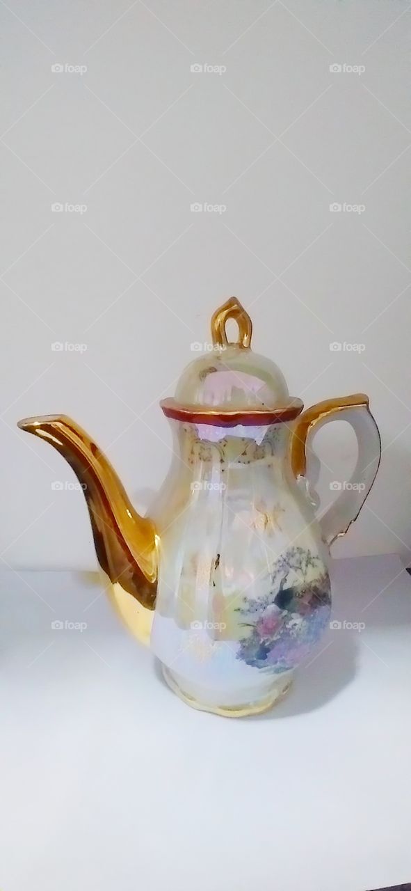 A beautiful coffee pot.